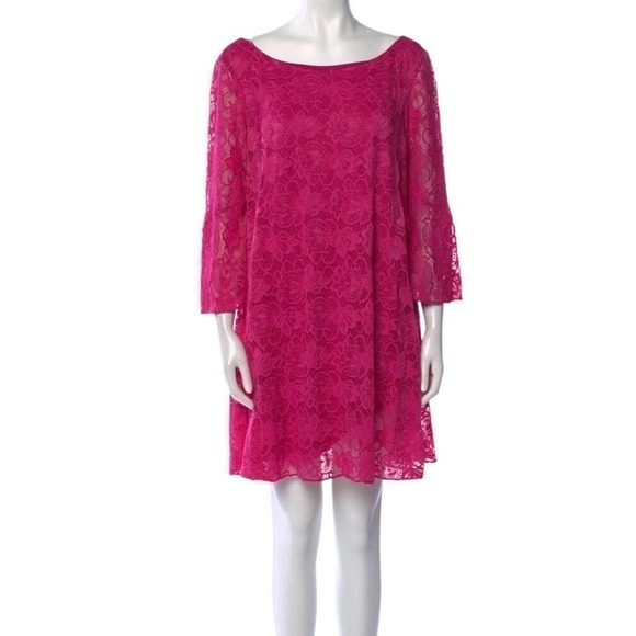 Badgley Mischka Lace Pattern Mini Dress Pink Size Large - Picture 1 of 13